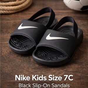 Nike Kids Black Slip-On Sandals Youth Size 7C